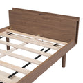 Modern Design Twin Size Platform Bed Frame With Built In Usb Port For Walnut Color Walnut Particle Board