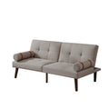 Convertible Sofa Bed Futon With Solid Wood Legs Linen Fabric Light Grey Light Grey Fabric