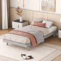 Modern Design Twin Size Floating Platform Bed Frame For Grey Color Grey Particle Board