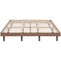 Modern Design Queen Floating Platform Bed Frame For Walnut Color Walnut Particle Board