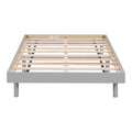 Modern Design Twin Size Floating Platform Bed Frame For Grey Color Grey Particle Board