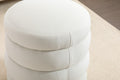 006 Soft Velvet Round Ottoman Footrest Stool,Ivory Ivory Modern Footstool Foam Velvet