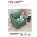 360 Degree Swivel Armchair Cotton Linen Skin Friendly Fabric Ergonomic Design Brass Nail Decorative Armchair Living Room Chairs Bedroom Chairs Living Room Chairs Black Legs Suitable For Indoor Homes