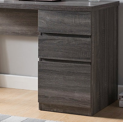 Executive Home Office Desk With Two Storage Drawers And File Cabinet Distressed Grey & Black Grey Particle Board