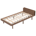 Modern Design Twin Size Platform Bed Frame With Built In Usb Port For Walnut Color Walnut Particle Board