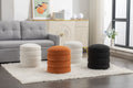 006 Soft Velvet Round Ottoman Footrest Stool,Ivory Ivory Modern Footstool Foam Velvet