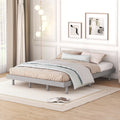 Modern Design Queen Floating Platform Bed Frame For Grey Color Grey Particle Board