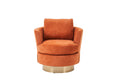 Velvet Swivel Barrel Chair, Swivel Accent Chairs Armchair For Living Room, Reading Chairs For Bedroom Comfy, Round Barrel Chairs With Gold Stainless Steel Base Orange Orange Primary Living Space