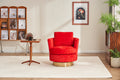 Velvet Swivel Barrel Chair, Swivel Accent Chairs Armchair For Living Room, Reading Chairs For Bedroom Comfy, Round Barrel Chairs With Gold Stainless Steel Base Red Red Primary Living Space Modern Velvet