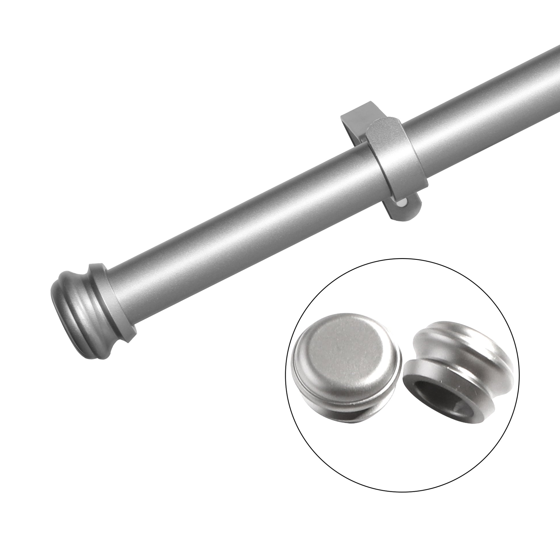 Window Single Curtain Rod Adjustable Sizes: 88" 132", Silver Silver Metal