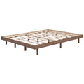 Modern Design Queen Floating Platform Bed Frame For Walnut Color Walnut Particle Board