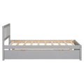 Modern Design Wooden Twin Size Platform Bed Frame With Trundle For Grey Color Grey Rubber Wood