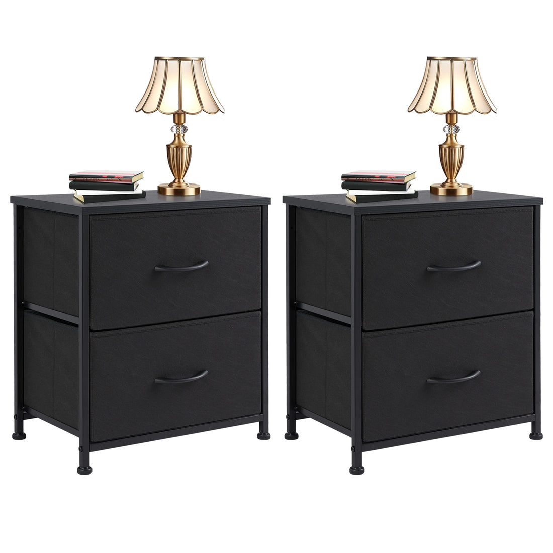 Drawers Dresser Chest Of Drawers,Metal Frame And Wood Top,Black,Two Packs Black Wood