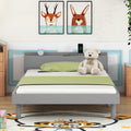Modern Design Twin Size Platform Bed Frame With Built In Usb Port For Grey Color Grey Particle Board