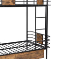 Twin Xl Over Twin Xl Metal Bunk Bed With Mdf Board Guardrail And Two Storage Drawers,Black Twin Xl Black Metal