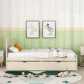 Modern Design Twin Size Platform Bed Frame With Trundle For White Washed Color White Washed Rubber Wood