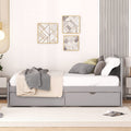 Modern Design Twin Size Platform Bed Frame With 2 Drawers For Grey Color Twin Grey Rubber Wood