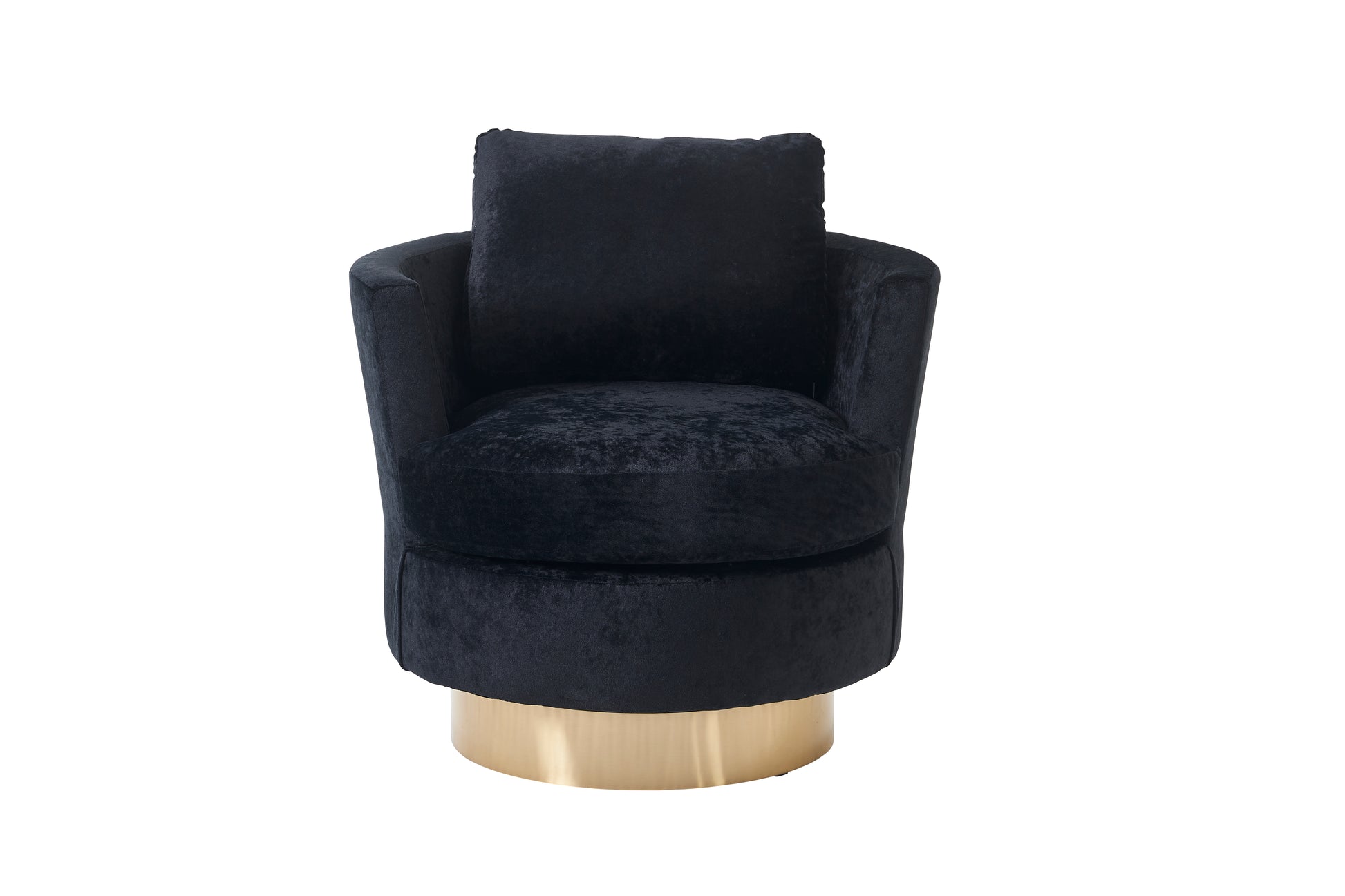 Velvet Swivel Barrel Chair, Swivel Accent Chairs Armchair For Living Room, Reading Chairs For Bedroom Comfy, Round Barrel Chairs With Gold Stainless Steel Base Black Black Primary Living Space