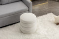 006 Soft Velvet Round Ottoman Footrest Stool,Ivory Ivory Modern Footstool Foam Velvet