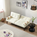 Convertible Sofa Bed Futon With Solid Wood Legs Linen Fabric Ivory Ivory Fabric