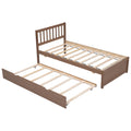 Modern Design Wooden Twin Size Platform Bed Frame With Trundle For Walnut Color Walnut Rubber Wood