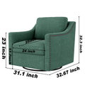 360 Degree Swivel Armchair Cotton Linen Skin Friendly Fabric Ergonomic Design Brass Nail Decorative Armchair Living Room Chairs Bedroom Chairs Living Room Chairs Black Legs Suitable For Indoor Homes