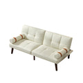 Convertible Sofa Bed Futon With Solid Wood Legs Linen Fabric Ivory Ivory Fabric