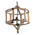 3 Light Wood Drum Chandelier, Hanging Light Fixture With Adjustable Chain For Kitchen Dining Room Foyer Entryway, Bulb Not Included Brown Wood