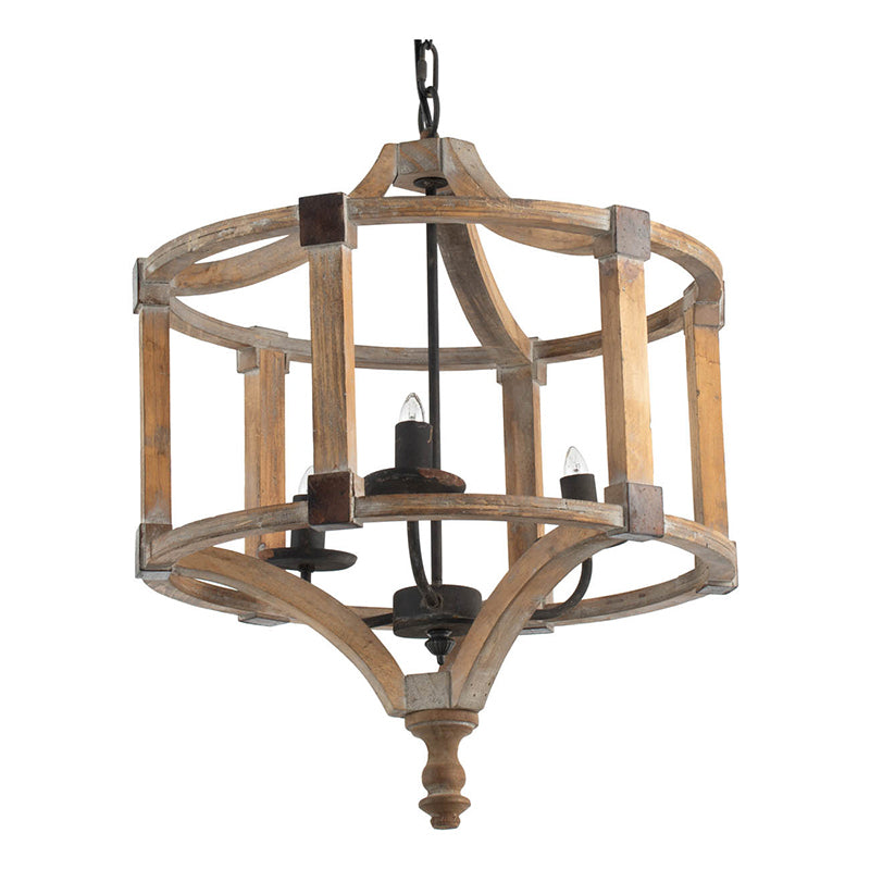 3 Light Wood Drum Chandelier, Hanging Light Fixture With Adjustable Chain For Kitchen Dining Room Foyer Entryway, Bulb Not Included Brown Wood