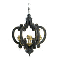 French Country Wood Chandelier, 6 Light Farmhouse Pendant Light Fixture With 28