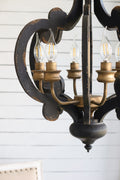 French Country Wood Chandelier, 6 Light Farmhouse Pendant Light Fixture With 28