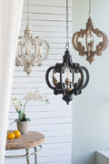 French Country Wood Chandelier, 6 Light Farmhouse Pendant Light Fixture With 28