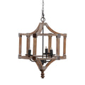 3 Light Wood Drum Chandelier, Hanging Light Fixture With Adjustable Chain For Kitchen Dining Room Foyer Entryway, Bulb Not Included Brown Wood