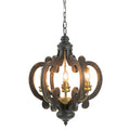 French Country Wood Chandelier, 6 Light Farmhouse Pendant Light Fixture With 28