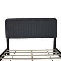 Queen Size Upholstered Bed With Adjustable Height Mattress 10 To 14 Inches Led Design With Footboard Drawers Storage No Box Spring Required Dark Gray Box Spring Not Required Queen Gray Wood Espresso Bedroom Casual,Modern Rubberwood Adjustable Bedbase