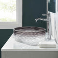 Diamond Shape Bathroom Crystal Glass Vessel Sink, Bathroom Countertop Basin Transparent Gradient Black Grey Grey White Modern Glass