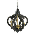 French Country Wood Chandelier, 6 Light Farmhouse Pendant Light Fixture With 28