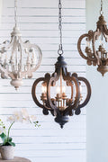 French Country Wood Chandelier, 6 Light Farmhouse Pendant Light Fixture With 28