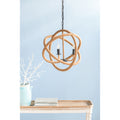 3 Light Farmhouse Chandelier, Rope Chandelier Globe Hanging Light Fixture With With Adjustable Chain For Kitchen Dining Room Foyer Entryway, Bulb Not Included Beige Brown Jute