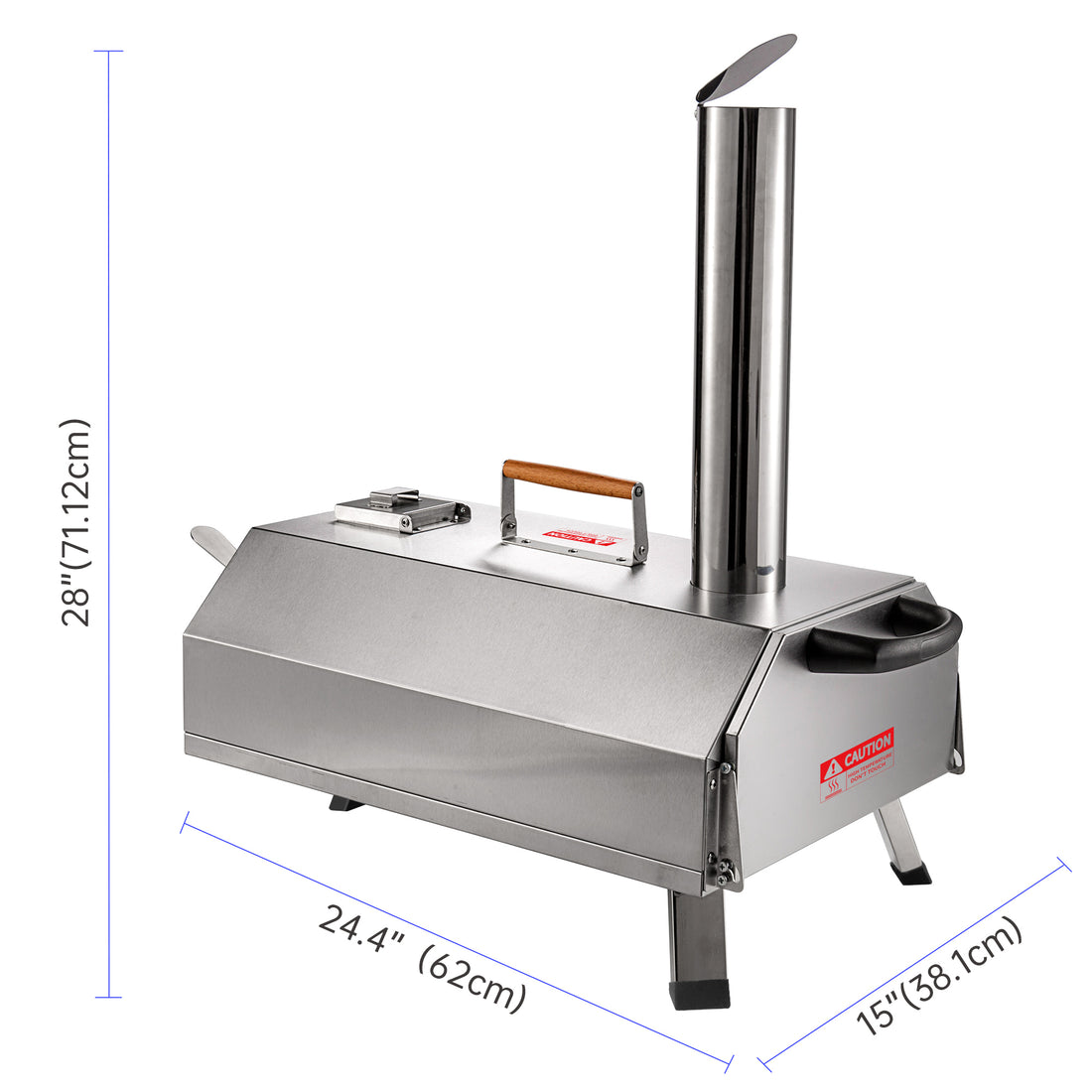 Stainless Steel Pizza Oven Outdoor 12" Automatic Rotatable Pizza Ovens,Portable Wood Fired Pizza Oven Pizza Maker With Timer, Built In Thermometer,Pizza Cutter & Carry Bag Silver Garden & Outdoor American Design Stainless Steel Stainless Steel
