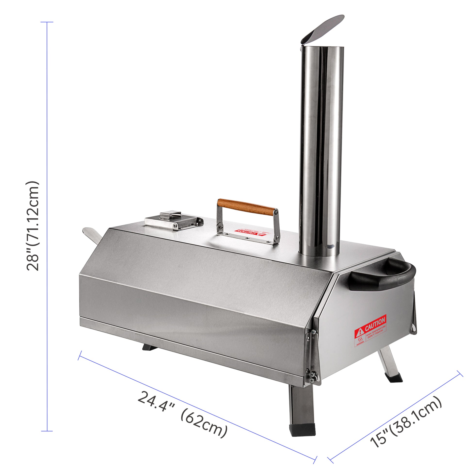 Stainless Steel Pizza Oven Outdoor 12" Automatic Rotatable Pizza Ovens,Portable Wood Fired Pizza Oven Pizza Maker With Timer, Built In Thermometer,Pizza Cutter & Carry Bag Silver Garden & Outdoor American Design Stainless Steel Stainless Steel