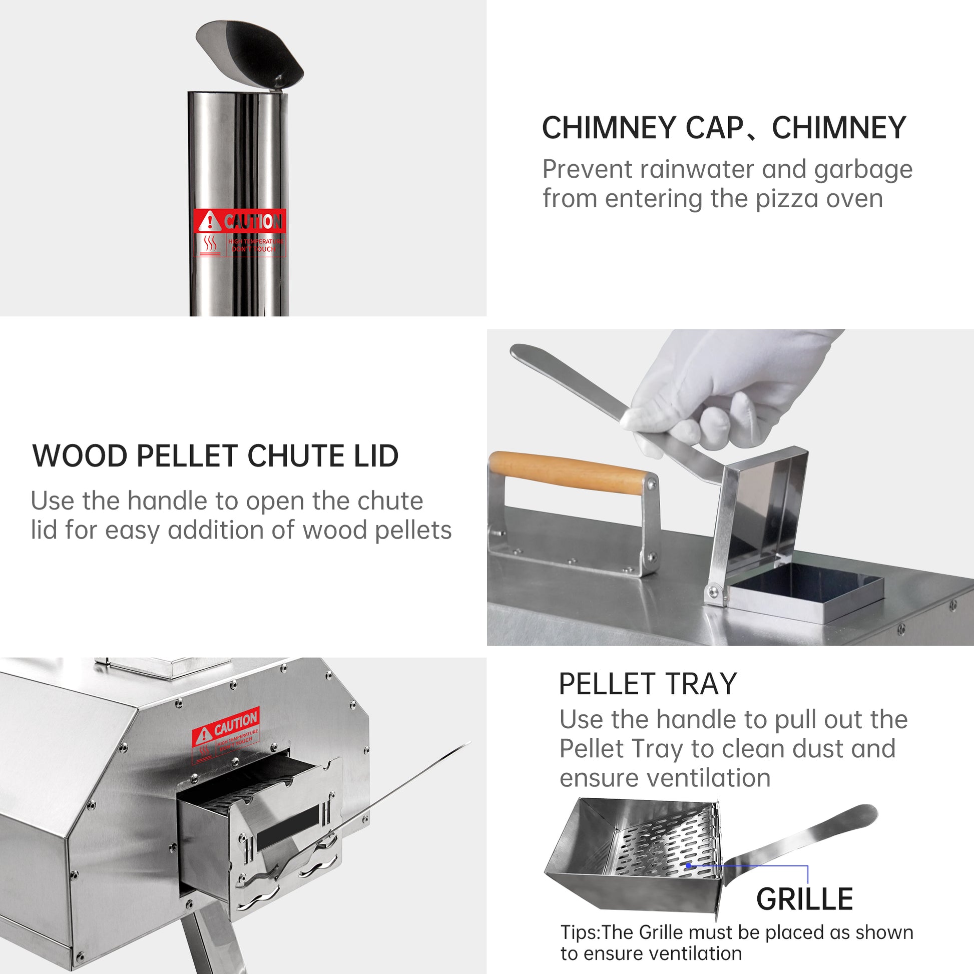 Stainless Steel Pizza Oven Outdoor 12" Automatic Rotatable Pizza Ovens,Portable Wood Fired Pizza Oven Pizza Maker With Timer, Built In Thermometer,Pizza Cutter & Carry Bag Silver Garden & Outdoor American Design Stainless Steel Stainless Steel