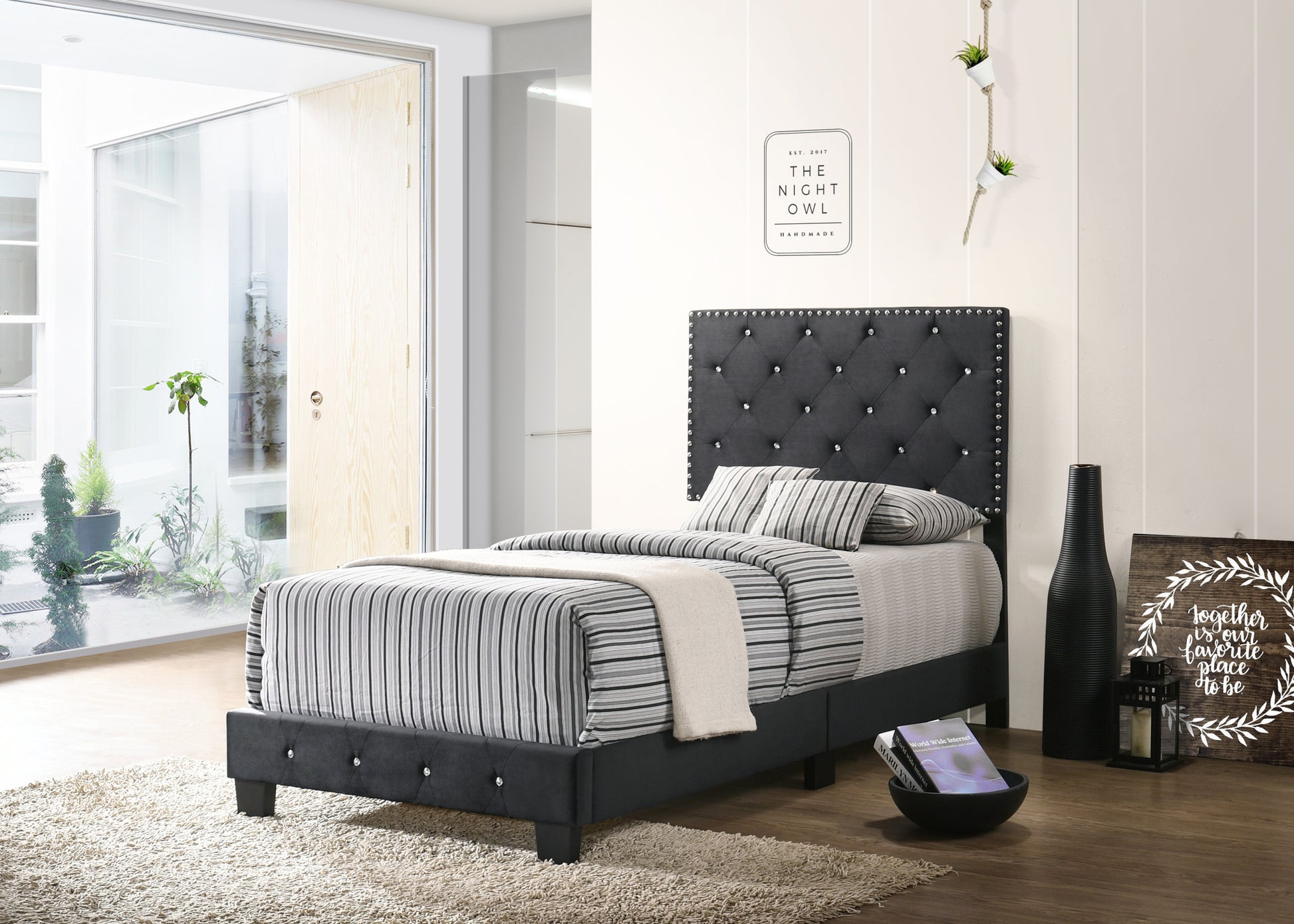 Suffolk G1407 Tb Up Twin Bedblack Black Foam Velvet