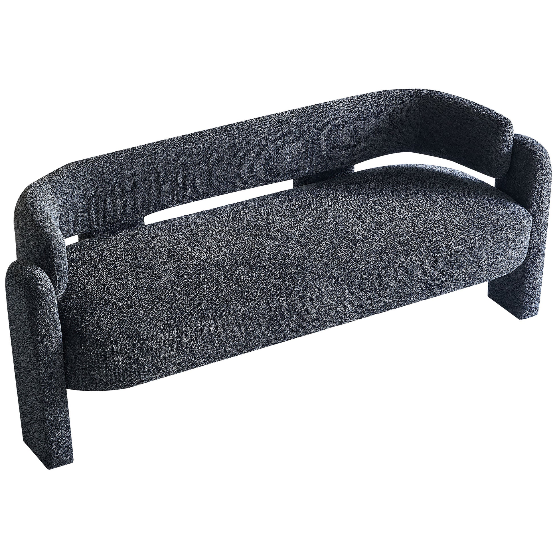 75.59" Wide Boucle Upholstery Modern Sofa For Living Room Dark Grey Dark Grey Polyester Wood Primary Living Space Tight Back Modern Rolled Arms Foam Boucle 1 Seat