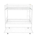 Full Over Full Metal Bunk Bed With Trundle, White White Iron