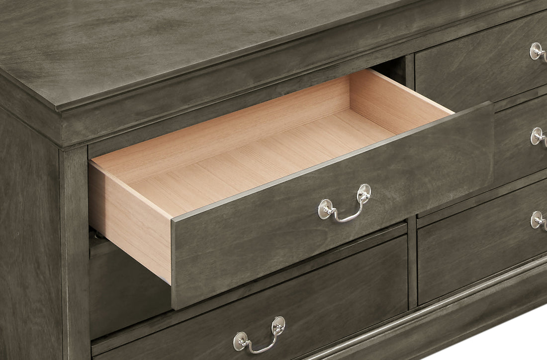 Louisphillipe G02105 D Dressergray Gray 5 Drawers & Above Partice Board Mdf Pine Wood