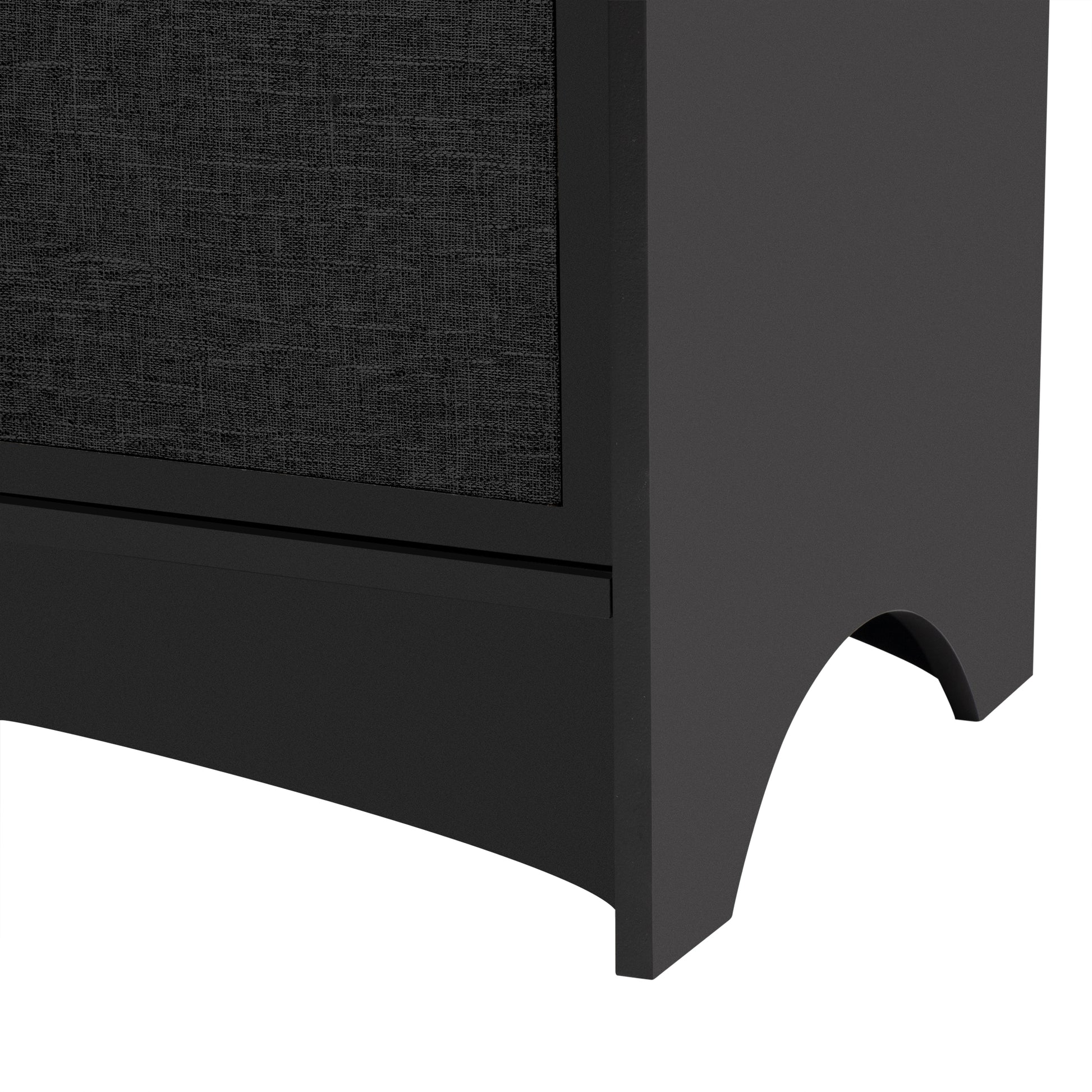 Curved Design Storage Cabinet With Three Doors And Adjustable Shelves, Suitable For Corridors, Entrances, Living Rooms, And Study 1 2 Shelves Black Mdf