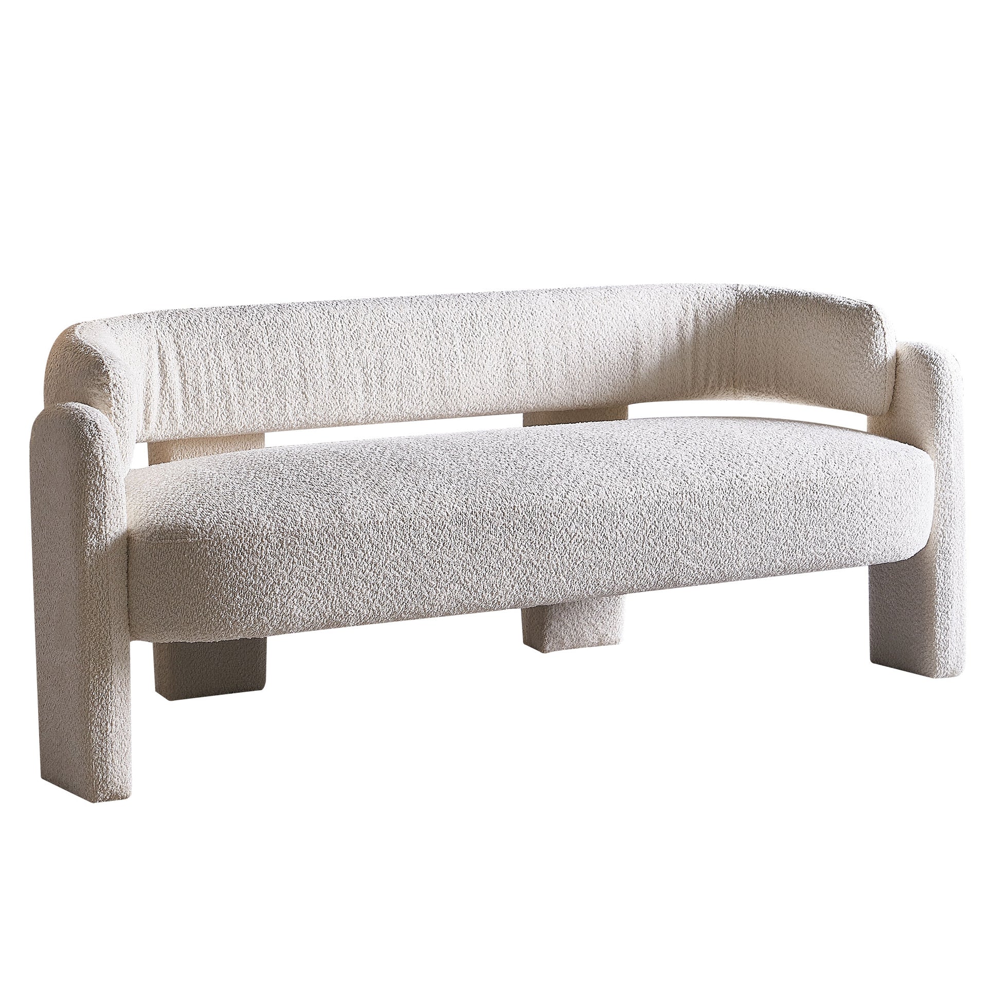 75.59" Wide Boucle Upholstery Modern Sofa For Living Room Beige Beige Polyester Wood Primary Living Space Tight Back Modern Rolled Arms Foam Boucle 1 Seat