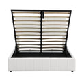 Full Size Upholstered Platform Bed With A Hydraulic Storage System White White Upholstered