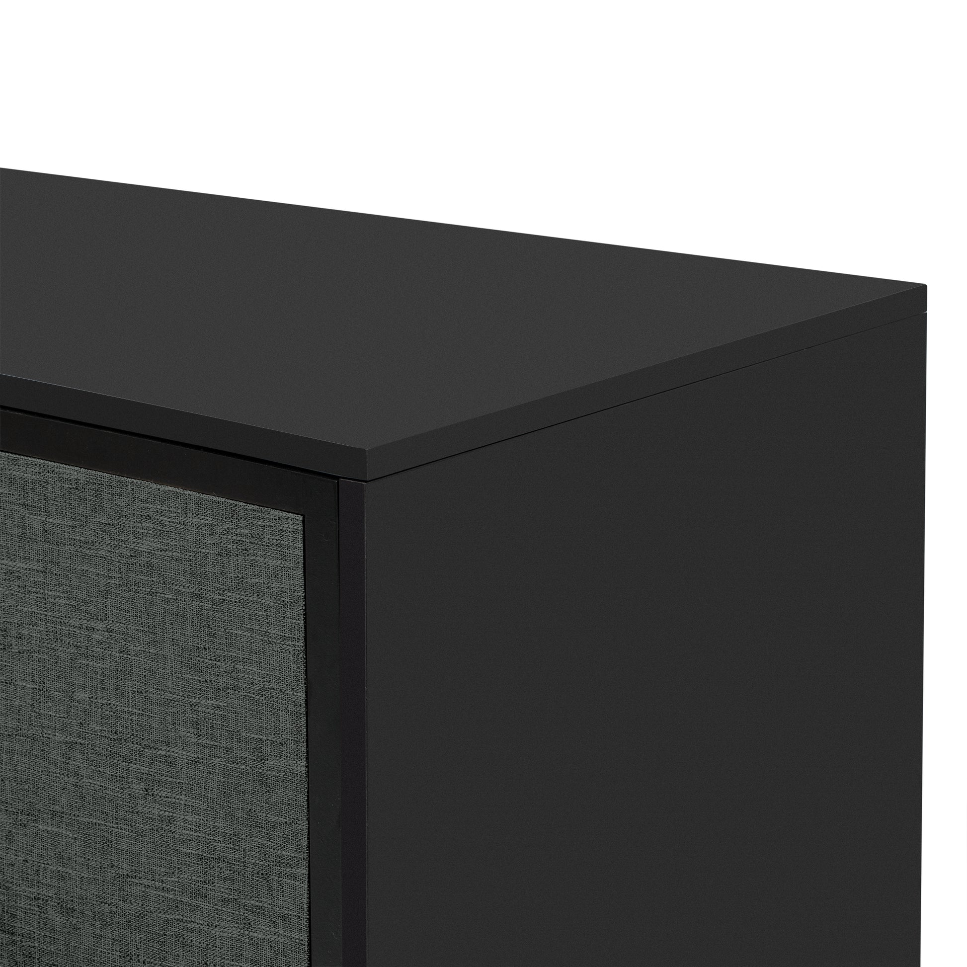 Curved Design Storage Cabinet With Three Doors And Adjustable Shelves, Suitable For Corridors, Entrances, Living Rooms, And Study 1 2 Shelves Black Mdf